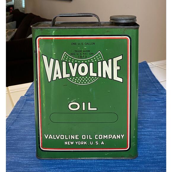 Vintage Valvoline Oil 1 US Gallon Metal Can Advertising Thin Flat One 45B - Picture 1 of 6